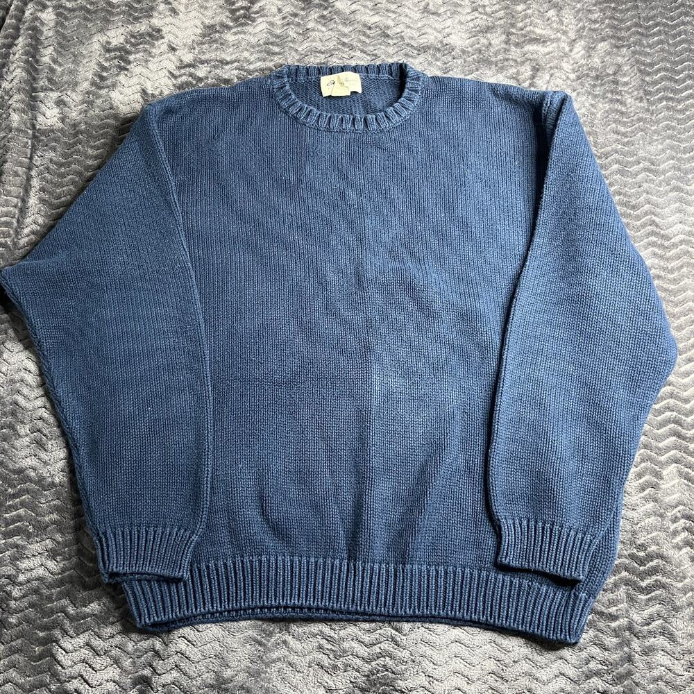 Eddie Bauer Sweater Men Blue Pullover Classic Chunky Ribbed Knit XL